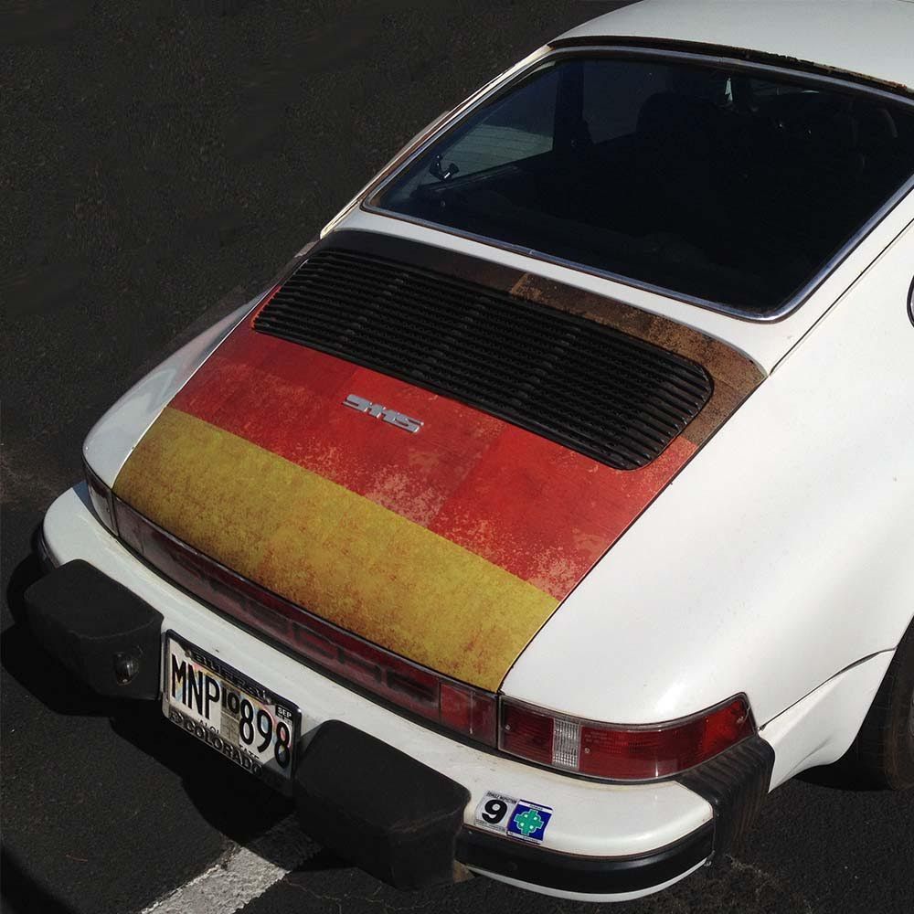 Rustic German Hood Decal Porsche Vintage